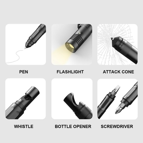 Multifunctional Self Defense Tactical Pen Defense Flashlight Aluminum Screwdrive - Picture 12 of 16